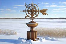 AI-generated Illustration Of A Weathervane In The Snow. MidJourney.