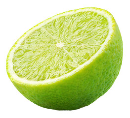 Wall Mural - Half lime citrus fruit isolated on transparent background. Full depth of field.