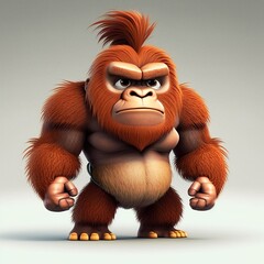 cartoon illustration, cute orangutan, ai generative