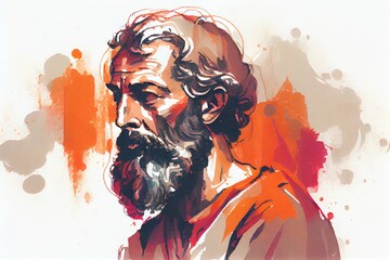 watercolor illustration of a saint peter apostle of christ colored illustration. generative ai