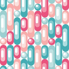 Pink and Blue Geometric Ovals Seamless Vector Repeat Pattern