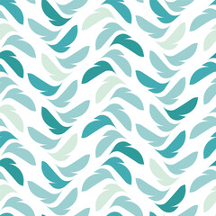 Wall Mural - Light Blue Feather Seamless Vector Repeat Pattern