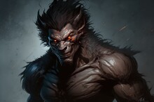 Ghoulish Werewolf Illustration, Anime Style. Generative AI