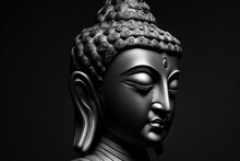Buddha Face On Black Background  Generative AI