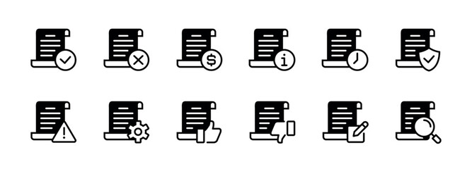 Aufkleber - document contract approval status icon full process file application signs vector design for finance business office, terms, and policy agreement, and contract steps