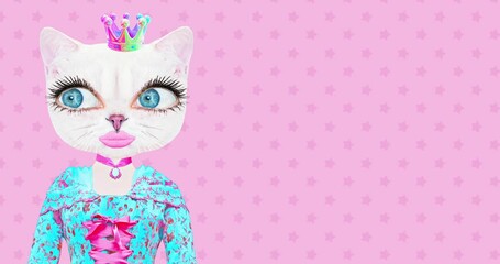 Wall Mural - Modern loop animation. Stylish collage retro lady Kitty. Fashion concept