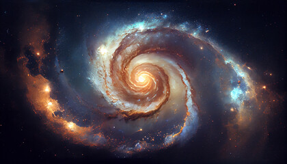 Wall Mural - A view from space to a galaxy and stars Ai generated image