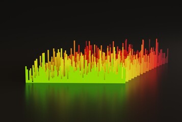 Poster - Abstract shapes in the form of bar graphs in random values. Financial and business concept, presenting values in the form of graphs. 3D render, 3D illustration.