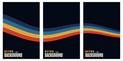 Wall Mural - Set of retro vertical posters.Abstract backgrounds in trendy 1970s style. Vector illustration