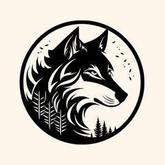 Sticker - Wolf vector for logo or icon, drawing Elegant minimalist style,abstract style Illustration