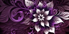 Abstract Design - Purple Flower With Fractal Expression. Element For Backgrounds, Banners, Wallpapers, Posters, Headers And Covers. Central Flower And Floral Texture.	
