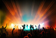 Illustration von einer Liveband im Konzert als Silhouette. Eine Band begeistert ihre Fans auf der Bühne. Rockkonzert - Generativ KI