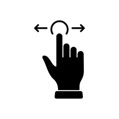 Poster - Swipe Gesture, Hand Cursor of Computer Mouse Black Silhouette Icon. Pointer Finger Glyph Pictogram. Click Double Press Touch Point Tap on Cyberspace Website Sign. Isolated Vector Illustration
