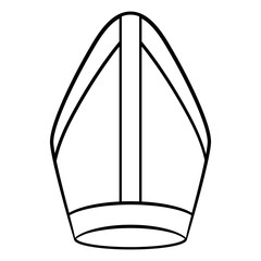 papal tiara. religious catholic symbol. black and white linear silhouette.