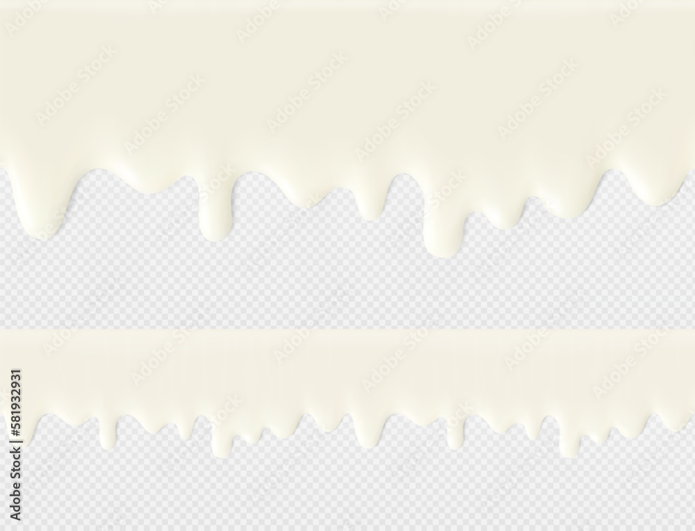 High realistic seamless cream flowing drops. Vector illustration ...