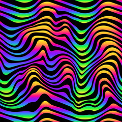 Wall Mural - rainbow gradient wavy lines. Seamless pattern