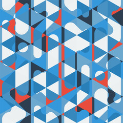 Wall Mural - Blue triangle seamless pattern