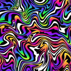 Vibrant Psychedelic wavy lines. Gradient seamless pattern