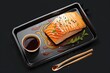 illustration, salmon with soy sauce, ai generative
