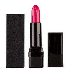 Wall Mural - Open lipstick in a black case on a white background