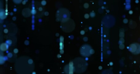 Poster - abstract display of blue bokeh lights in vertical motion. technology theme, 4k seamless loop.