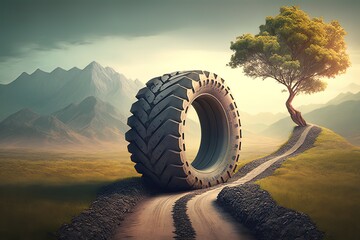 Wall Mural - Each Step of Your Journey - Celebrating How Tires Keep You Moving Forward Generative AI