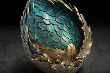 Wall Mural - From the Sacred Nest Comes an Exquisite Treasure – Dragon Egg. Generative AI