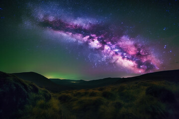 aurora and milky way galaxy.