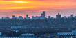 Birmingham Skyline long distance zoom shot at sunrise