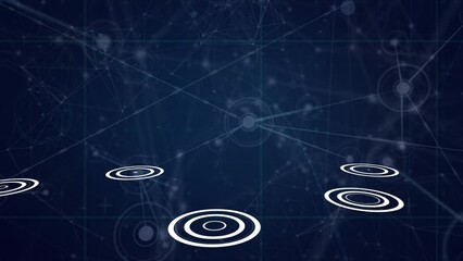 Poster - Animation of circles connected with lines over abstract shape over connected dots