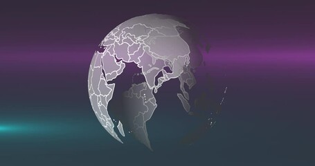 Poster - Animation of rotating globe over lens flare against abstract background