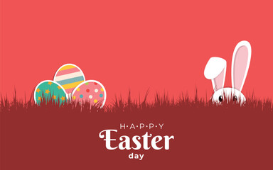 Wall Mural - Happy Easter Day background, with rabbit ears on Pink background, for wallpaper, flyer etc.	