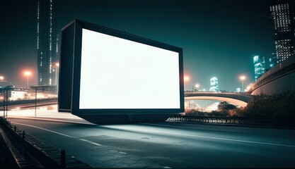 Mockup Large white blank billboard or white promotion poster displayed on the outdoor against, generative ai