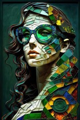 Wall Mural - Abstract art woman illustration. Generative AI vertical illustration