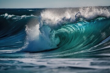 Canvas Print - Ocean Wave in Blue. Generative AI