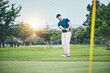 © Clayton D/peopleimages.com - Golf, stroke and aim with a sports man swinging a club on a field or course for recreation, fun and hobby. Golfing, grass and training with a male golfer playing a game on a green during summer