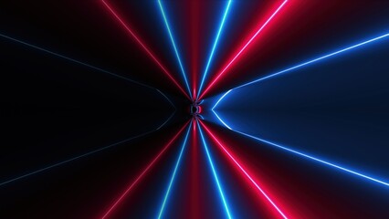 Poster - neon lines tunnel. computer generated 3d render