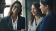 © Get Stock - Professional Workplace Female Women: Hispanic Secretarys Greeting with Confidence Friendliness in Business Setting, Diversity Equity Inclusion DEI Celebration (generative AI