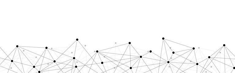 Fototapete - Technology polygon data network connect lines and dots background template.