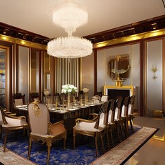 Wall Mural - Dining room with a regal design and elegant decor2, Generative AI