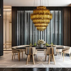 Wall Mural - Dining room with a sleek and contemporary design3, Generative AI