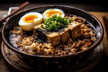 Delicious Taiwanese Cuisine With Soy Sauce And Bonito Flakes On Top That Includes Chilled Tofu And Century Eggs. Generative AI