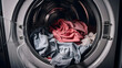 A washing machine with clothes inside of it, Generative Ai