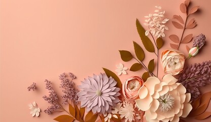 Wall Mural - Beautiful composition of spring flowers for mothers day with copy space for text, Generative ai