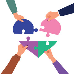 Canvas Print - Hands holding puzzle with shape of heart concept, Give support and hope, Support and community concept.