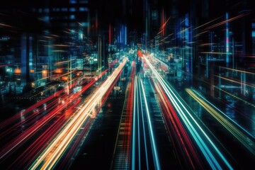 Wall Mural - background of an abstract metropolitan street at night. urban lighting for contemporary structures. 