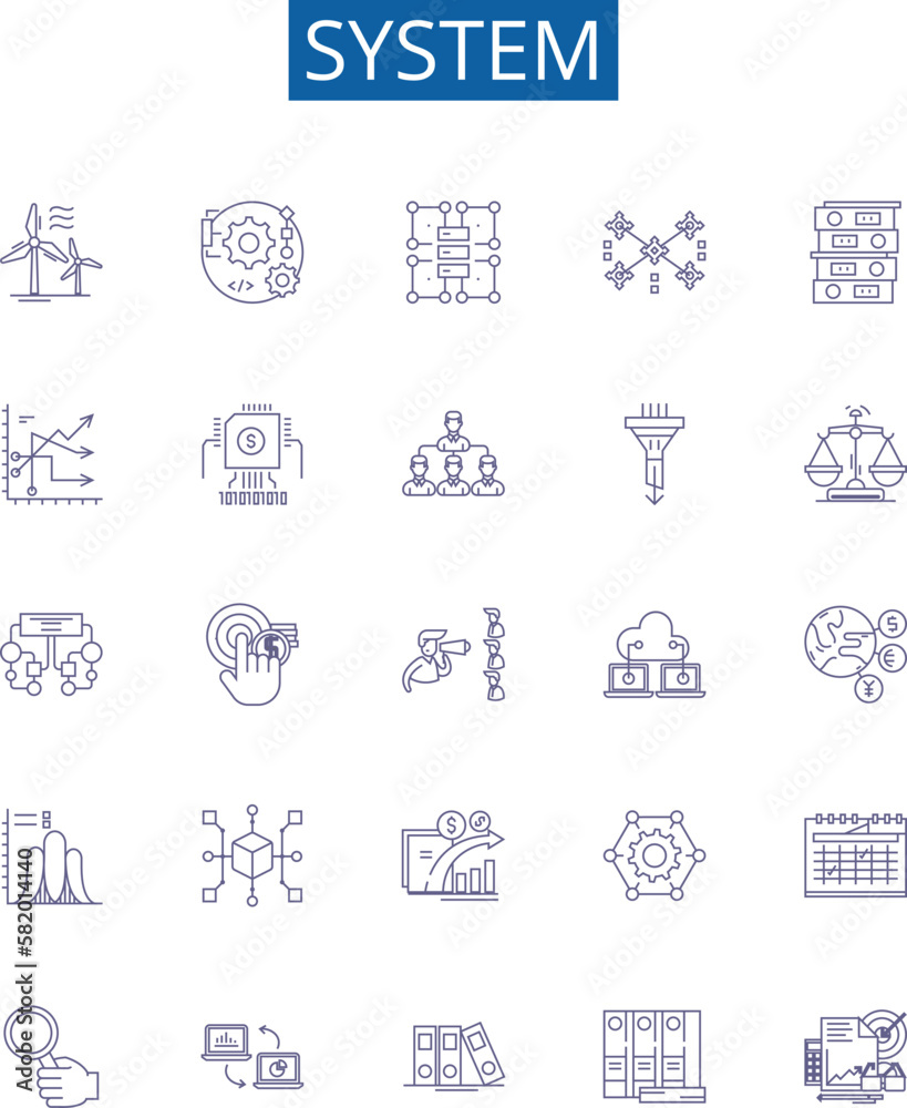 System line icons signs set. Design collection of System, Network ...