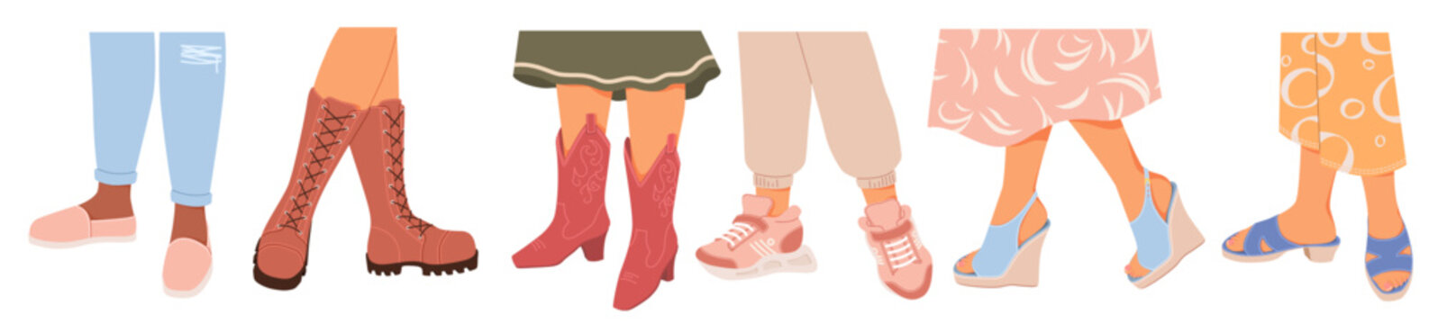 Fototapete - Female footwear of different types vector illustration