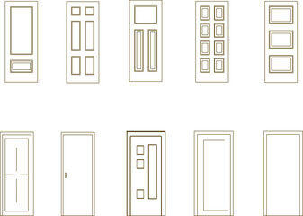 Wall Mural - Sketch vector illustration set of modern classic wooden doors