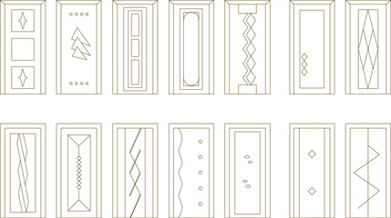 Wall Mural - Sketch vector illustration set of modern classic wooden doors